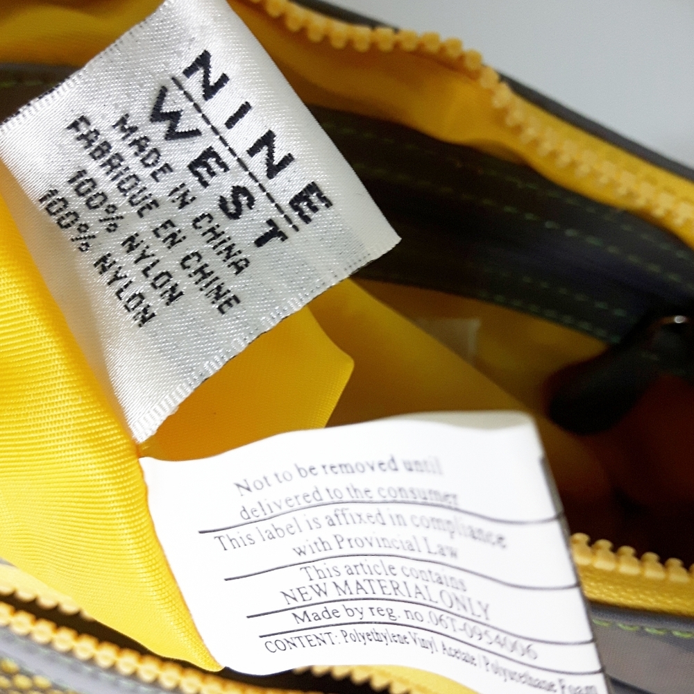 Y2K Vtg Nine West💛Yellow Gray Casual Baguette Shoulder Bag with Pockets - Picture 13 of 15